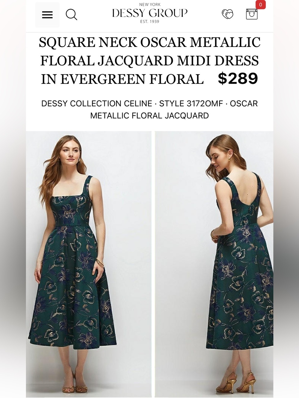 ALFRED SUNG Evergreen Floral Jacquard Midi Dress